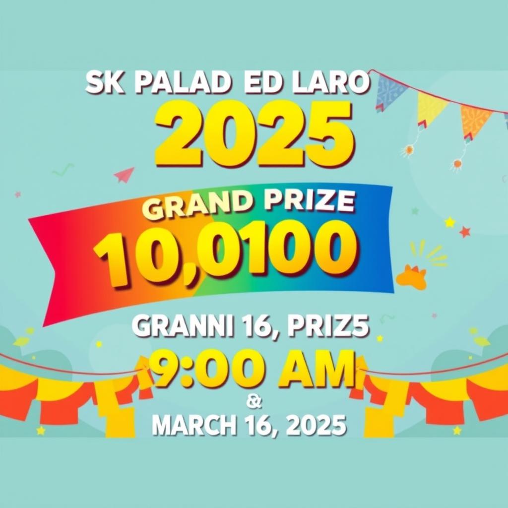 Create a vibrant and colorful poster for the SK Palapad Laro ng Lahi 2025 event, featuring the title 'SK PALAPAD LARO NG LAHI 2025' prominently in bold, eye-catching fonts at the top