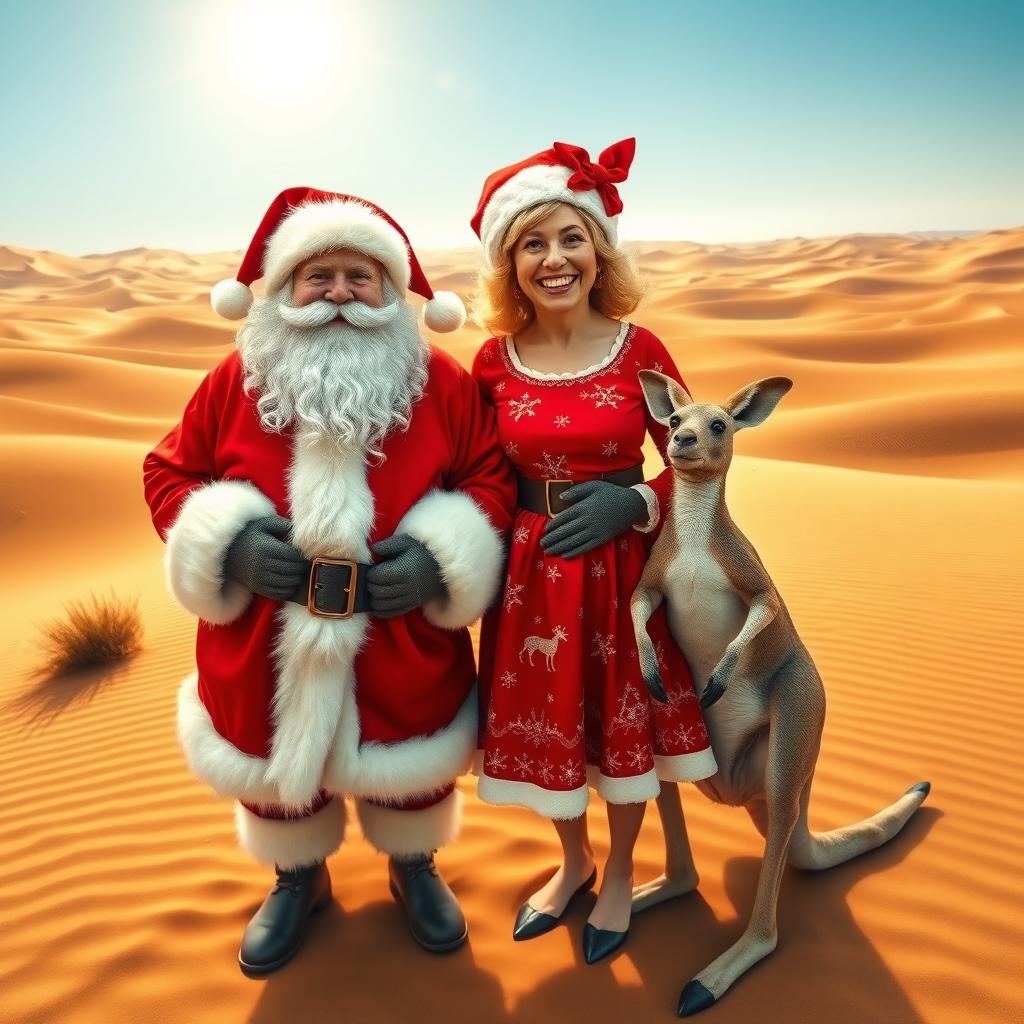 A lively scene depicting Santa Claus and Mrs