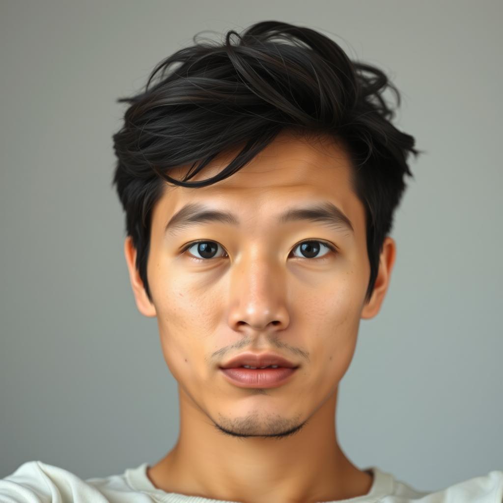A portrait of a person facing forward, maintaining their facial and bodily features unchanged, captured from head to toe