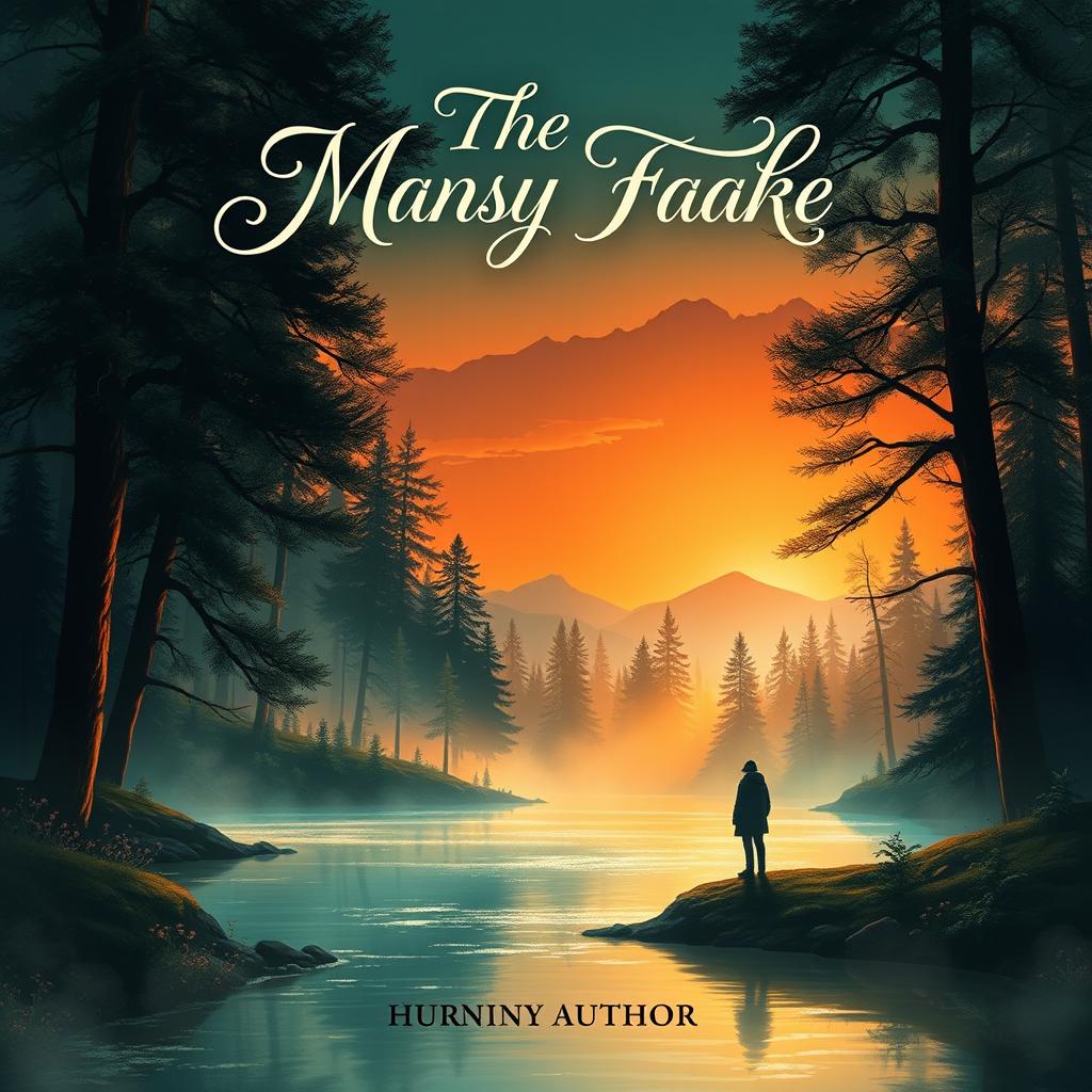 A captivating book cover design featuring a mystical forest with enchanting trees, bathed in soft, ethereal light