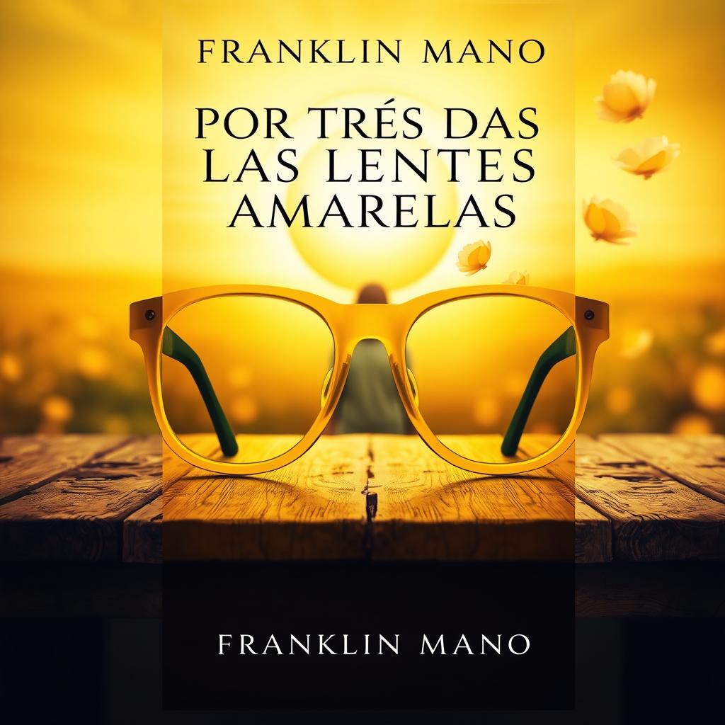 A captivating book cover design for the title 'POR TRÁS DAS LENTES AMARELAS' by author Franklin Mano