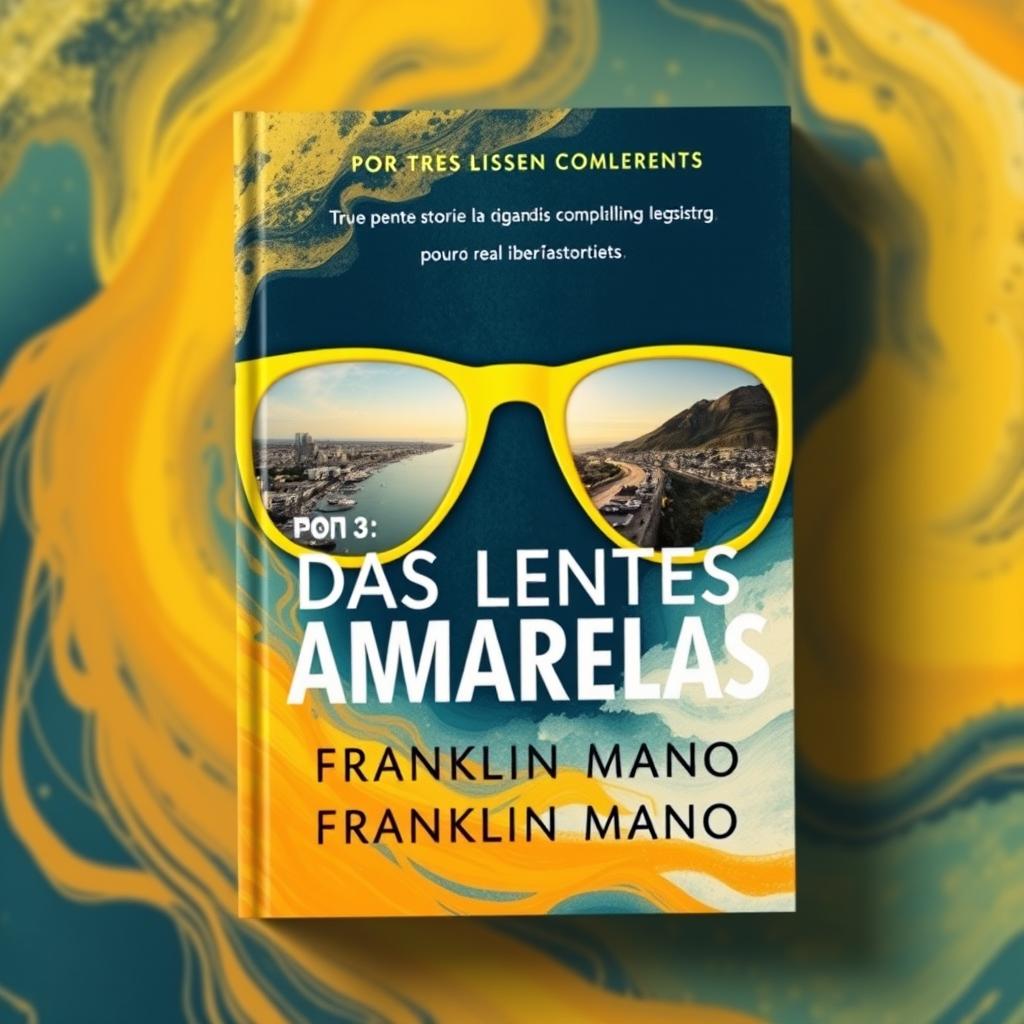 An engaging book cover for 'POR TRÁS DAS LENTES AMARELAS' by author Franklin Mano