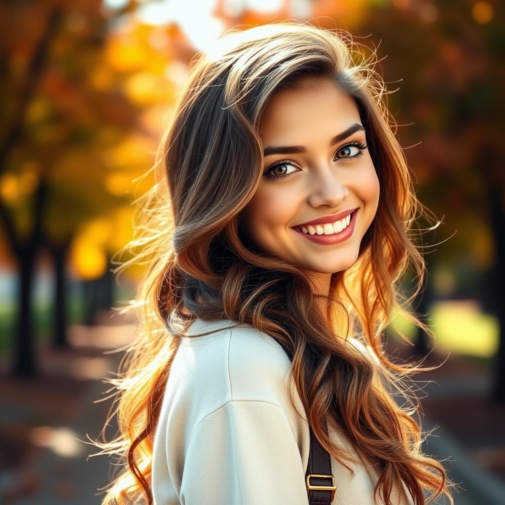 A stunning profile picture of a young adult with a warm smile and captivating eyes