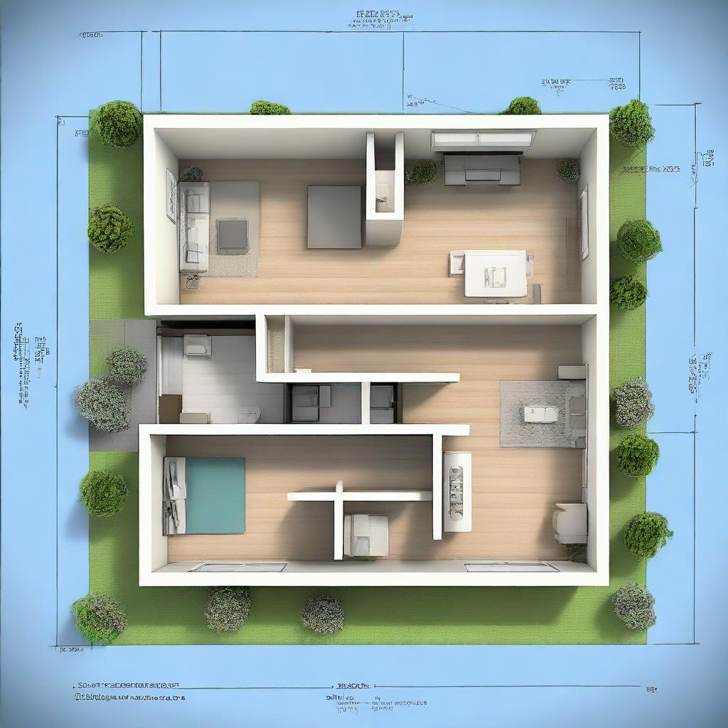 A modern blueprint of a type-36 house, featuring open-concept living space, compact rooms, and efficient use of the given area.