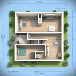 A modern blueprint of a type-36 house, featuring open-concept living space, compact rooms, and efficient use of the given area.