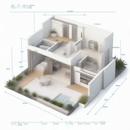 A modern blueprint of a type-36 house, featuring open-concept living space, compact rooms, and efficient use of the given area.