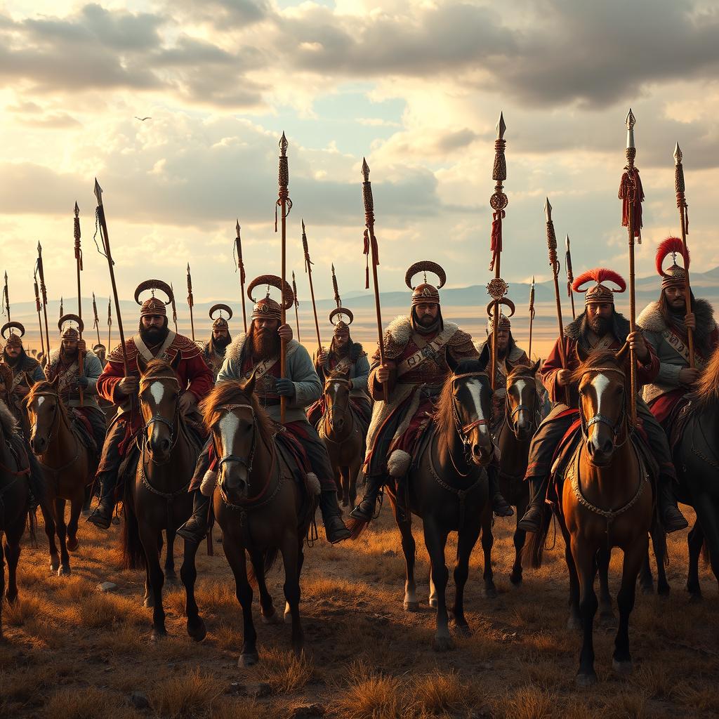 An evocative scene portraying the grandeur of the Mongol rule during the era of the Ilkhans, specifically under the leadership of Helakokhan
