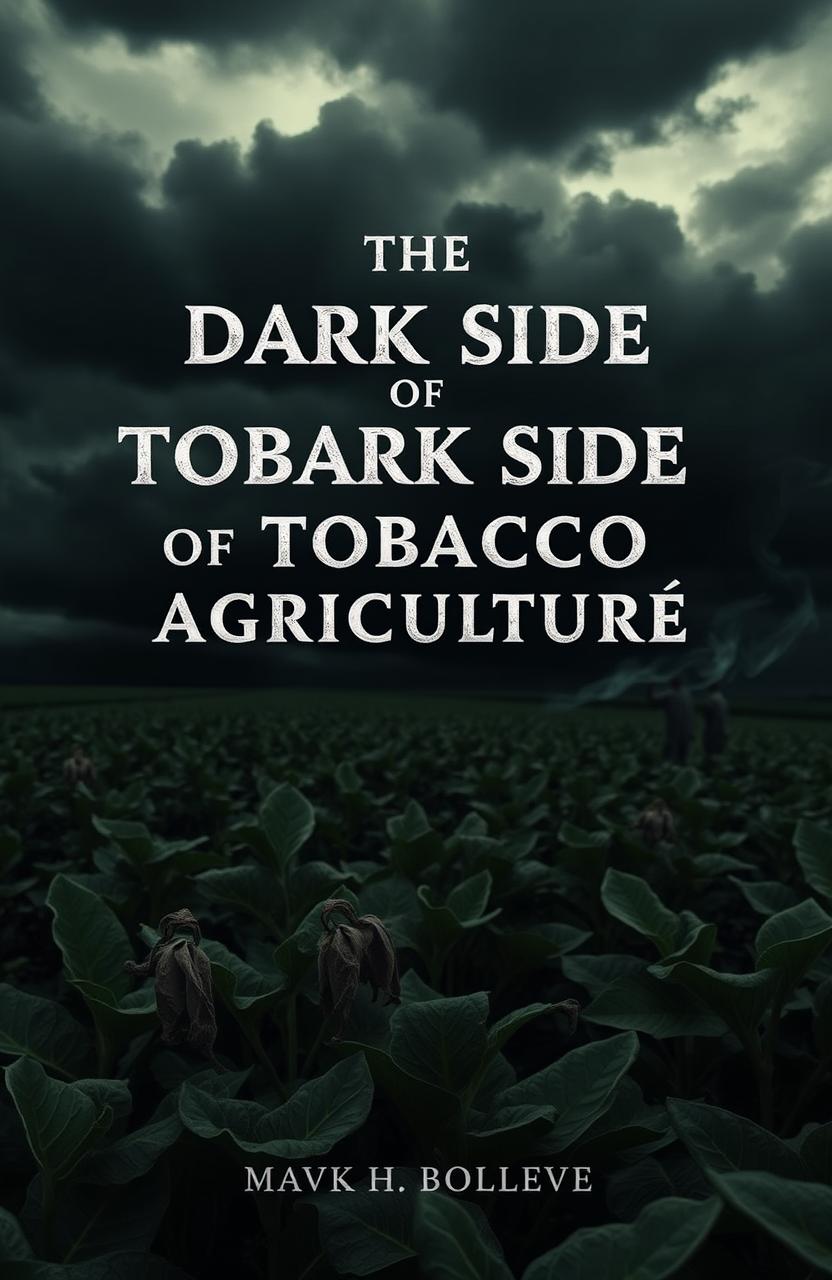 A hauntingly beautiful cover design for a book titled 'The Dark Side of Tobacco Agriculture'