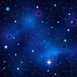 A vibrant and captivating starry night sky, filled with twinkling stars of various sizes, including soft glowing orbs and constellations, seamlessly blending deep blues and purples with touches of white and silver