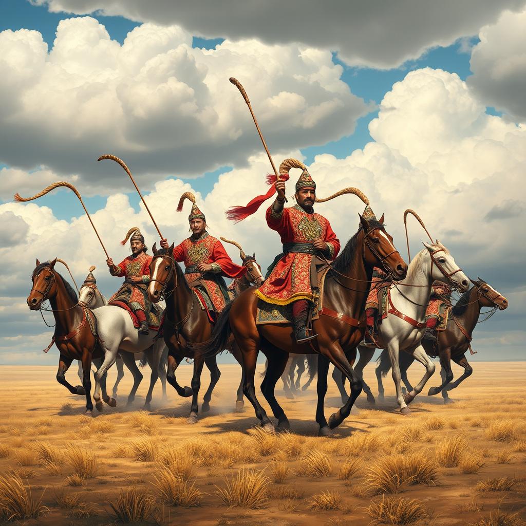 In the early days of the Mongol Empire, especially during the Ilkhanate under the leadership of Hulagu Khan, a significant scene captures the importance of whip sizes as a symbol of social class distinction
