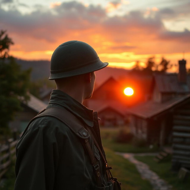 A Glimpse of Humanity: WW2 Russian Soldier at Sunset