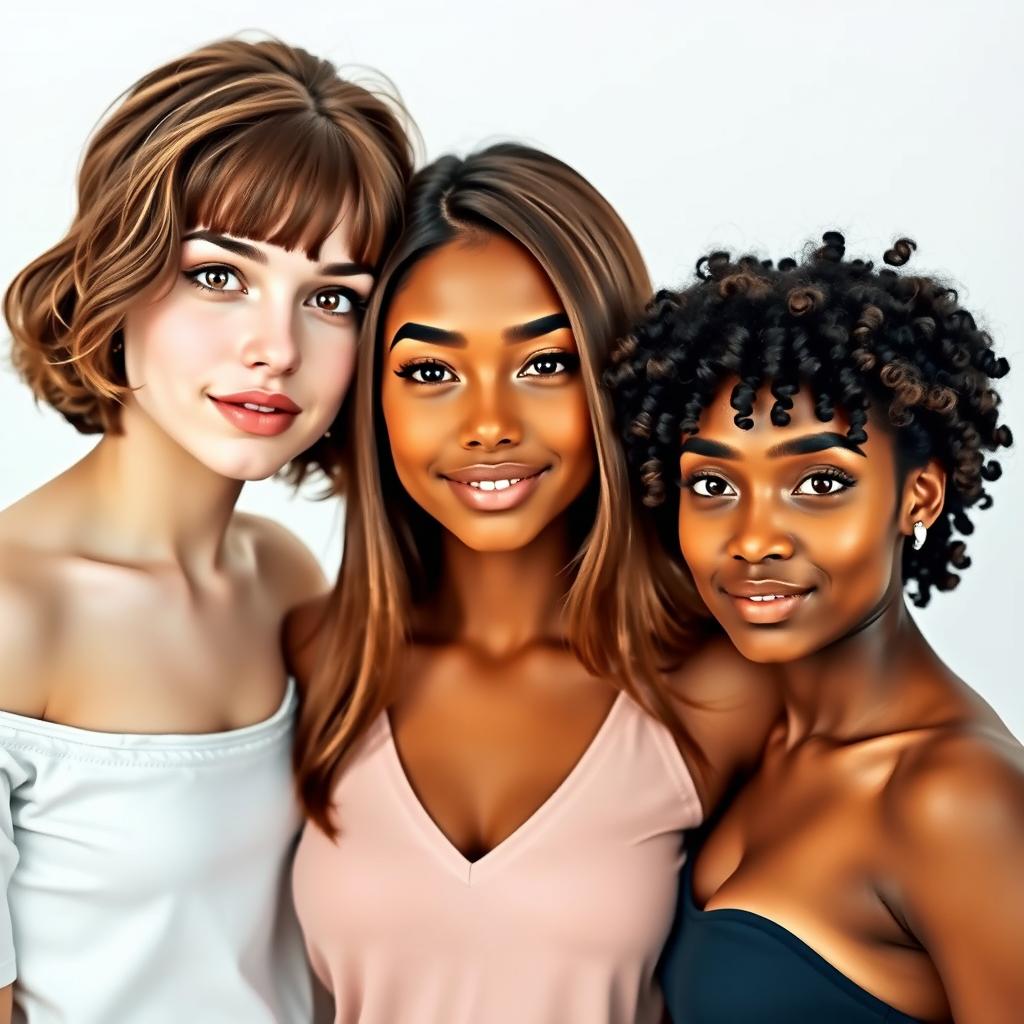 Three beautiful friends posing together