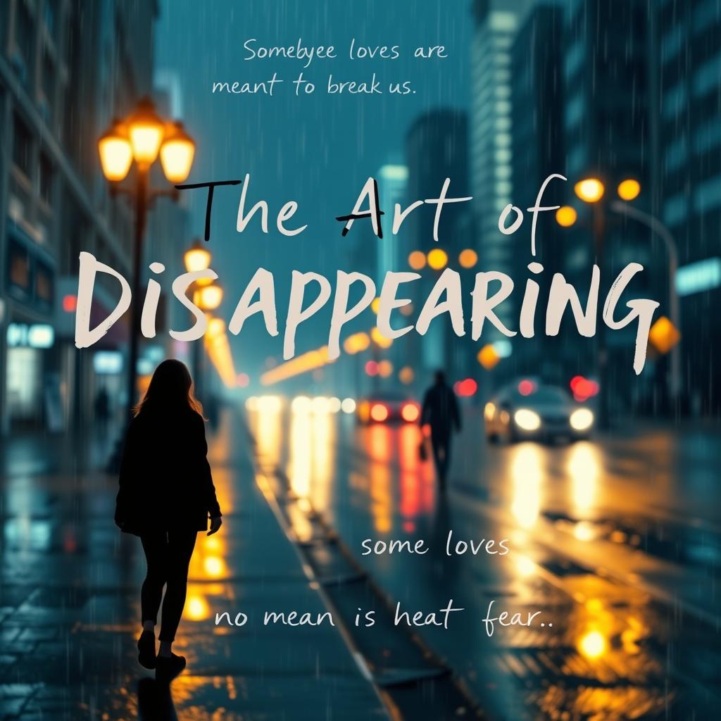 An artistic design featuring the title 'The Art of Disappearing' in bold, central placement using a serif/handwritten font like 'Playfair Display' or 'Great Vibes'