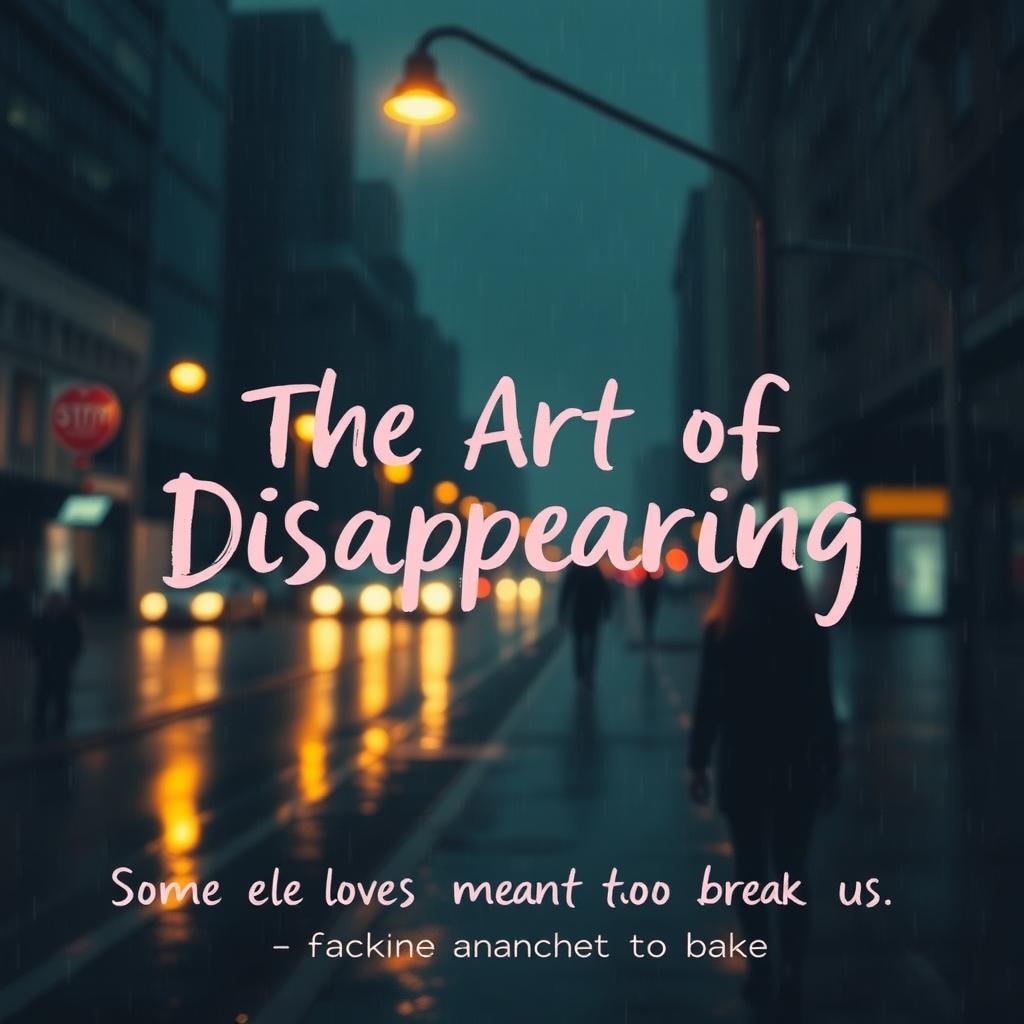 The Art of Disappearing in bold, central, using a serif/handwritten font style like Playfair Display or Great Vibes
