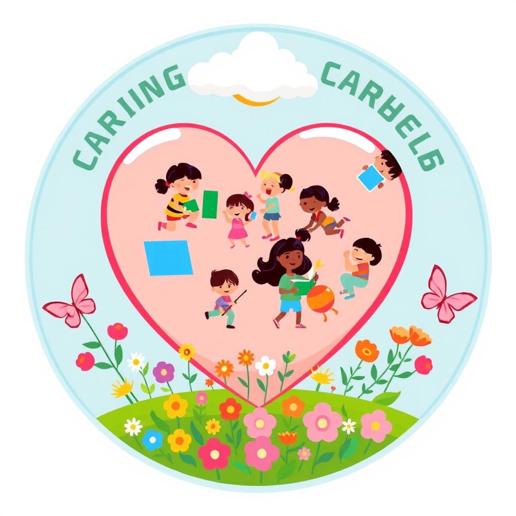 A creative emblem depicting the theme of caring for children