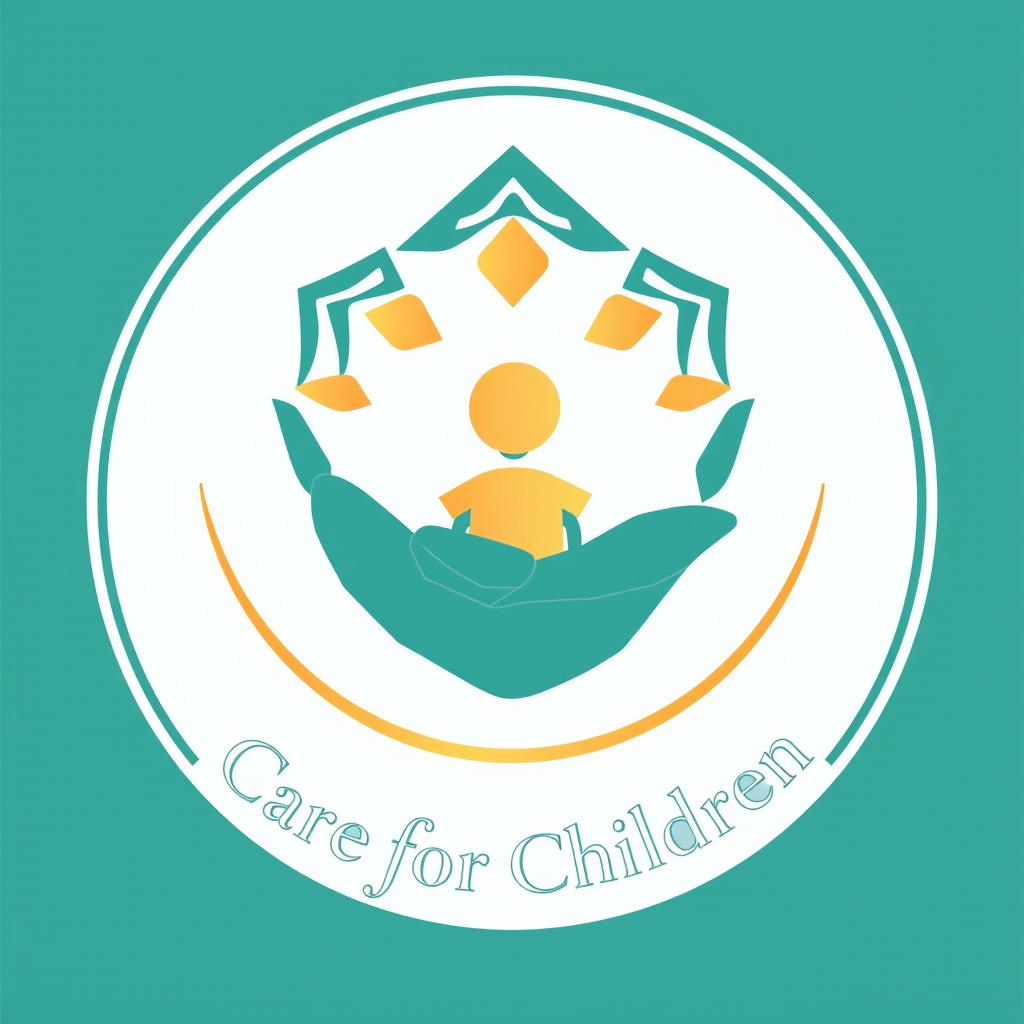 A professional emblem representing the care for children, designed with a modern and sophisticated touch