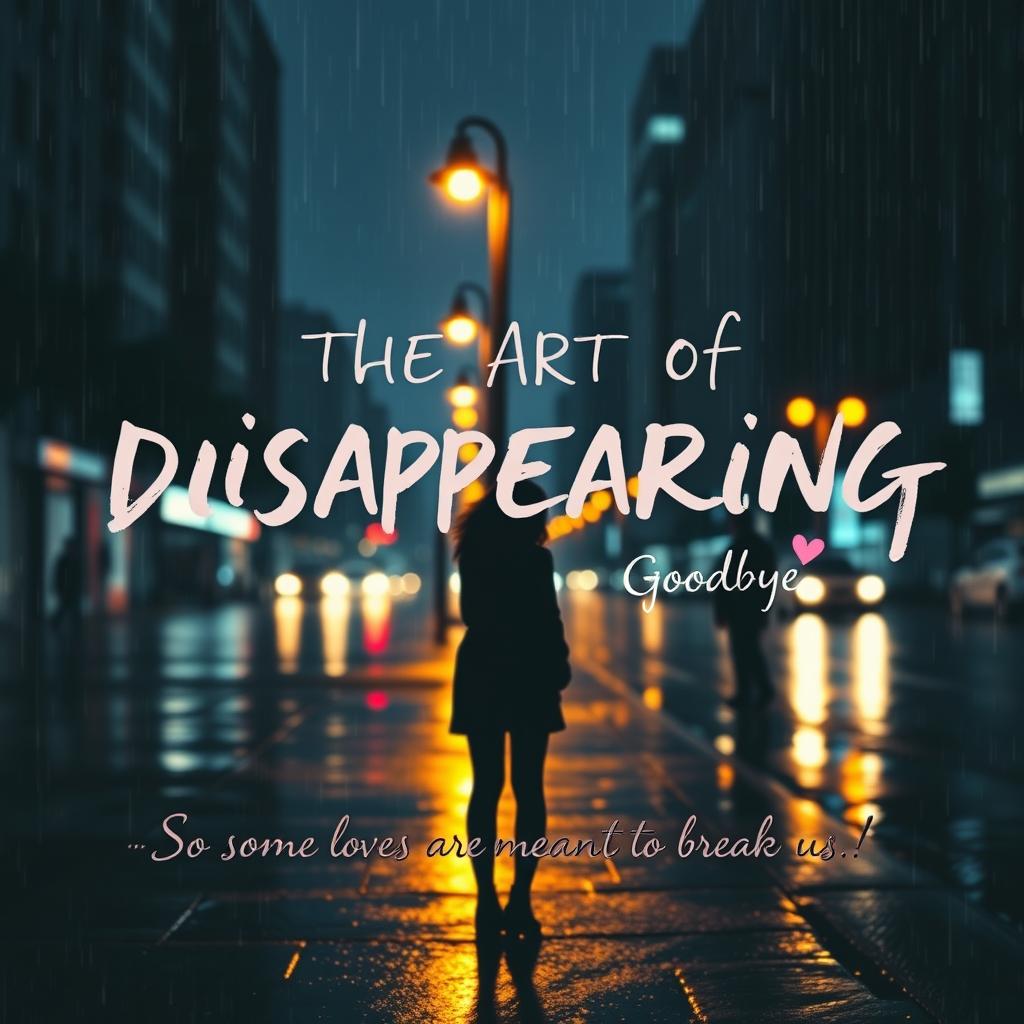 A poignant scene titled "The Art of Disappearing" displayed in bold central typography, using a blend of serif and handwritten fonts like Playfair Display and Great Vibes