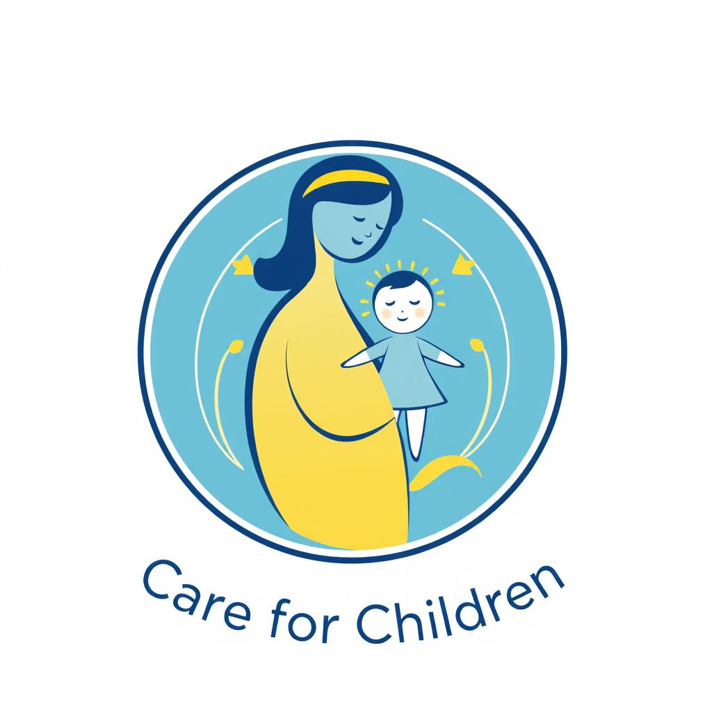A professional emblem representing the care for children, designed without any maternal imagery