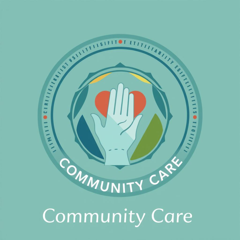 A professional emblem focused on the theme of care, symbolizing nurturing and community support, designed without the direct depiction of mothers or children