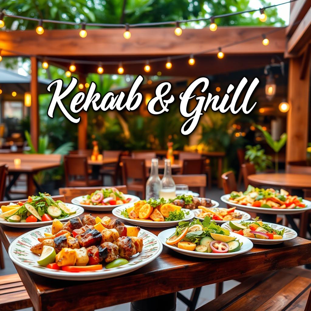 A vibrant and inviting restaurant banner for a kebab and grill restaurant
