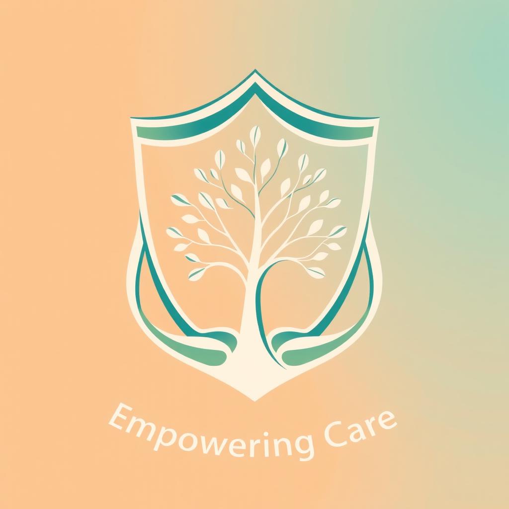 A highly creative and professional emblem focused on the concept of care for children, meticulously designed without direct imagery of mothers or children