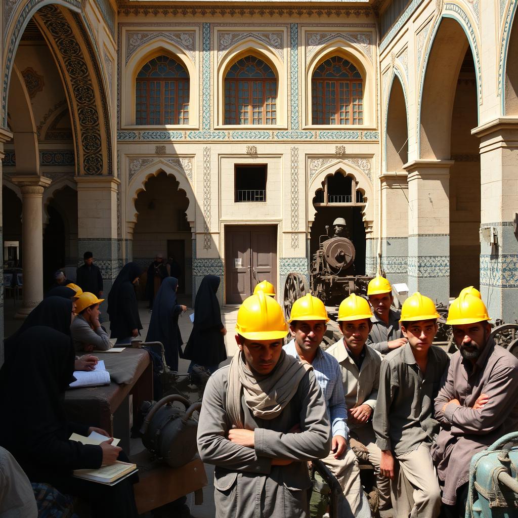 A harmonious blend of a university featuring traditional Iranian architecture and an old workshop