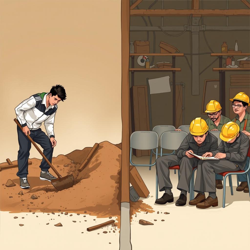 A thoughtfully composed image illustrating a university environment inspired by Tehran University, combined with an old workshop setting