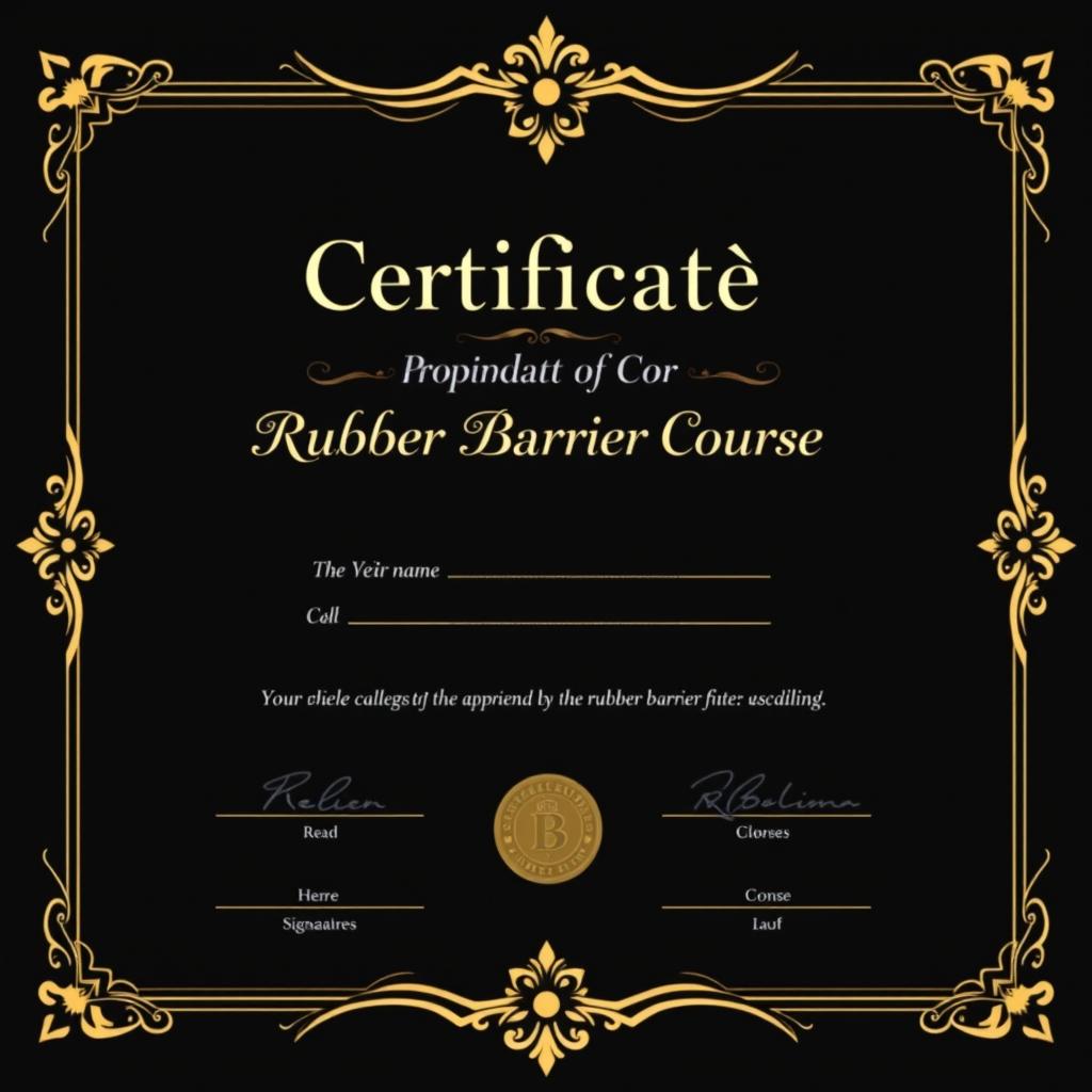 A luxurious certificate design for students participating in a rubber barrier course