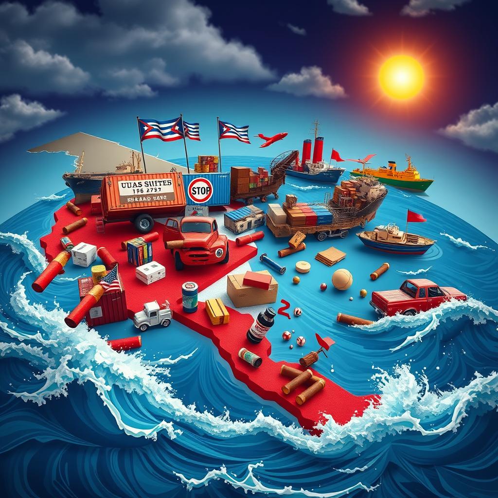 A detailed depiction of the United States economic blockade against Cuba