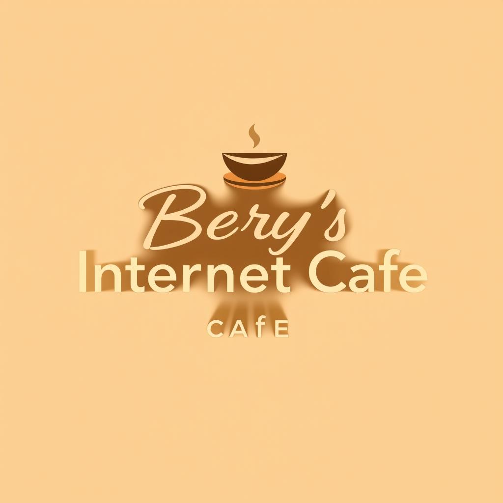 A modern and inviting logo for 'Bery's Internet Café', featuring a sleek, stylized font that conveys a sense of friendliness and accessibility