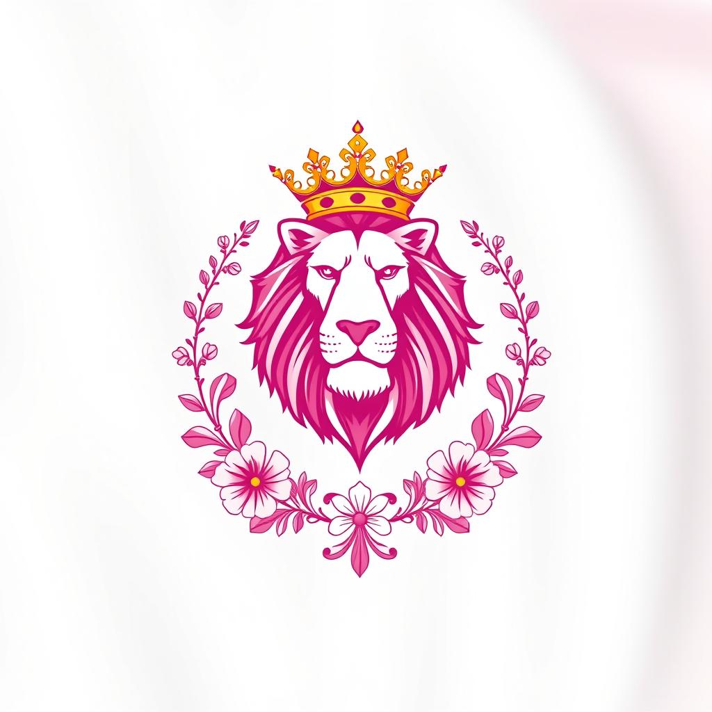 The flag of a fictional feminist empire, elegantly designed in a striking color palette of white and pink