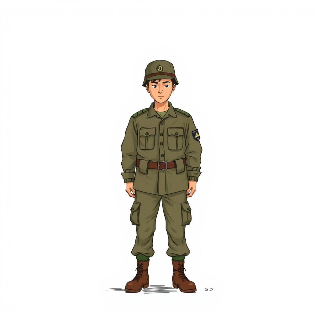 A hand-drawn image of a soldier facing the viewer, standing just one meter away