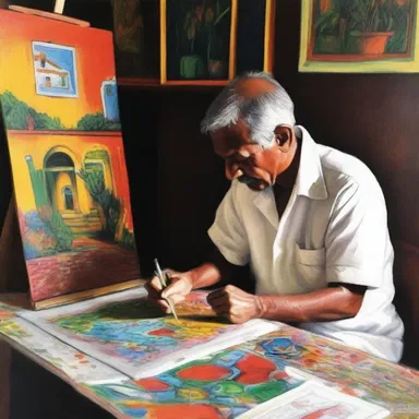 The artist's talent was amply displayed in their vibrant and detailed paintings.