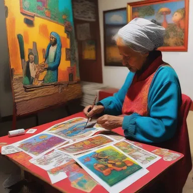 The artist's talent was amply displayed in their vibrant and detailed paintings.