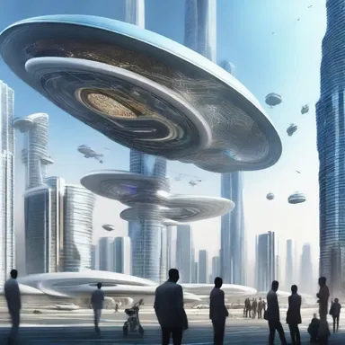 The futuristic city was amply equipped with advanced technology and flying vehicles.