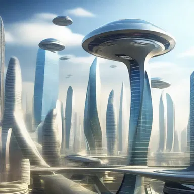 The futuristic city was amply equipped with advanced technology and flying vehicles.
