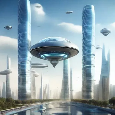 The futuristic city was amply equipped with advanced technology and flying vehicles.