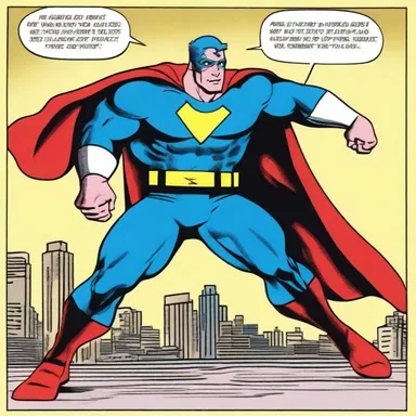 The superhero's strength was amply depicted in action-packed comic panels.