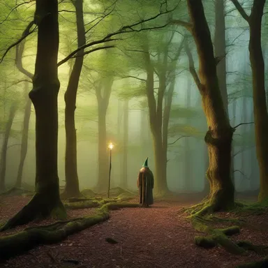 The wizard cast spells so amply, that the entire forest transformed into a mystical realm.
