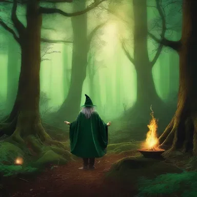 The wizard cast spells so amply, that the entire forest transformed into a mystical realm.