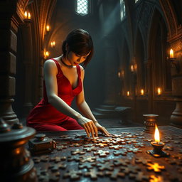 A captivating YouTube thumbnail featuring Ada Wong from the Resident Evil 4 Remake, elegantly dressed in her iconic red dress