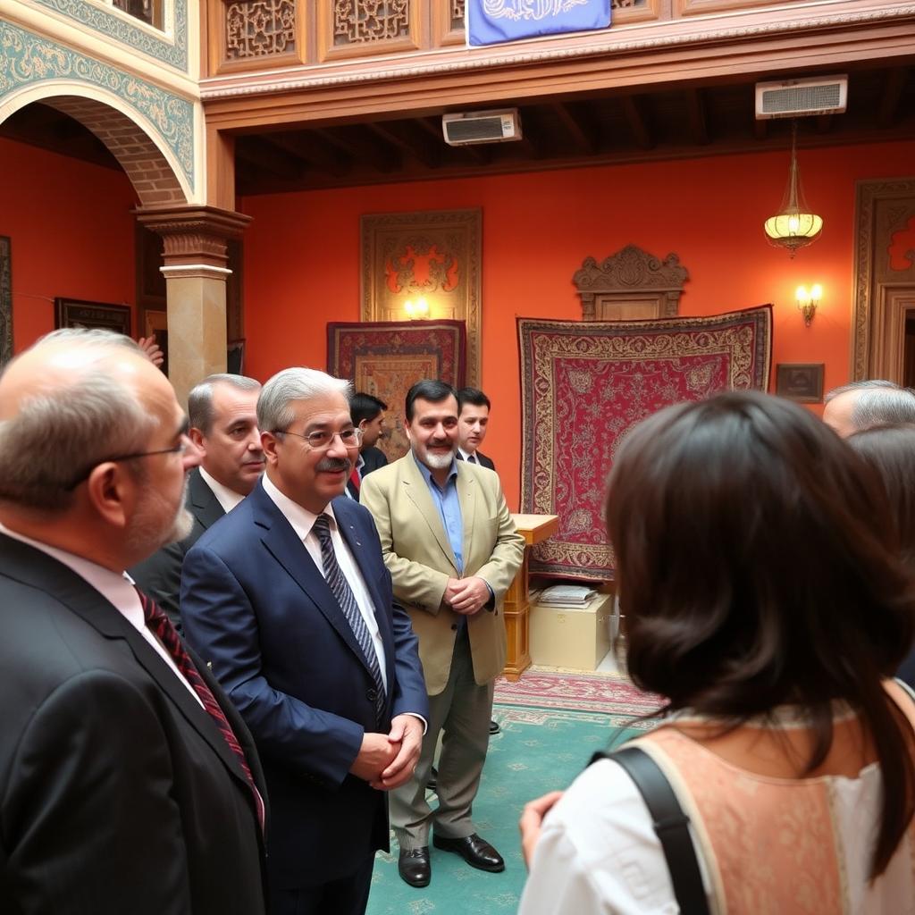An image depicting Mohammad Nozari, the governor of Qazvin, attending an event at the historic Sa’ad al-Saltaneh complex