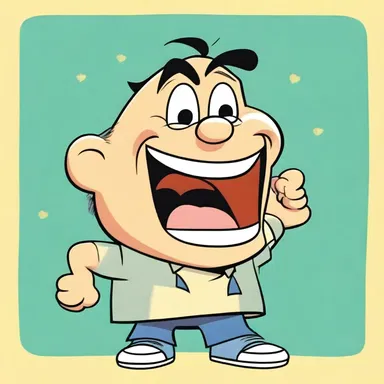 The cartoon character's laugh echoed amply throughout the animated world.
