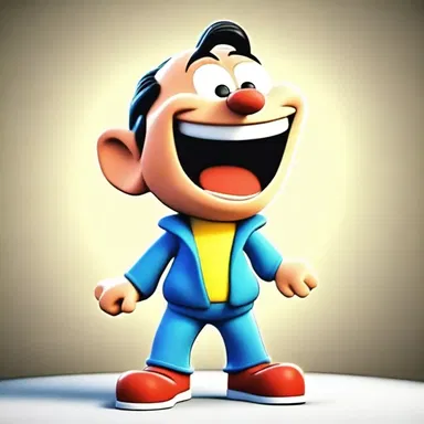 The cartoon character's laugh echoed amply throughout the animated world.