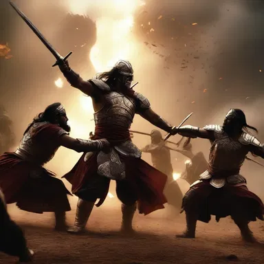 The epic battle scene was amply enhanced with stunning visual effects, captivating the audience.