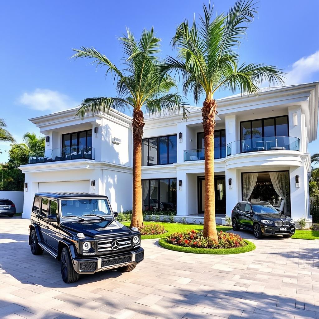 A luxury villa house with two floors, featuring a stunning architectural design