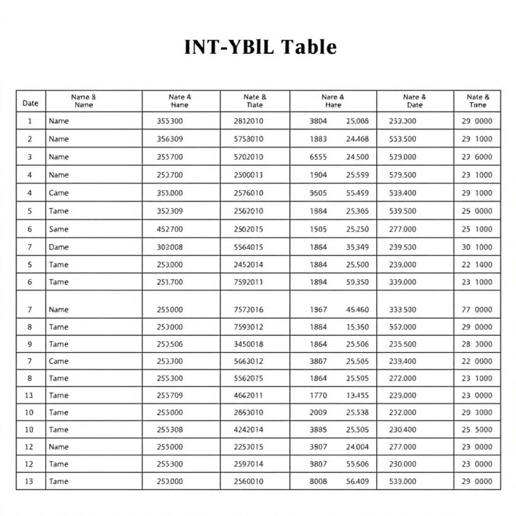 Print-Ready Table Layout for Long Bond Paper