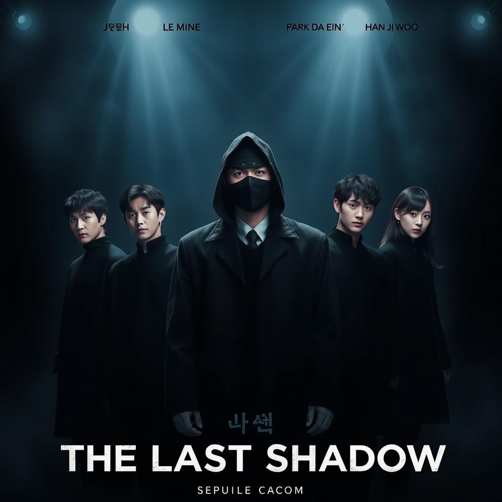 A thrilling and action-packed movie poster with a dark and mysterious atmosphere