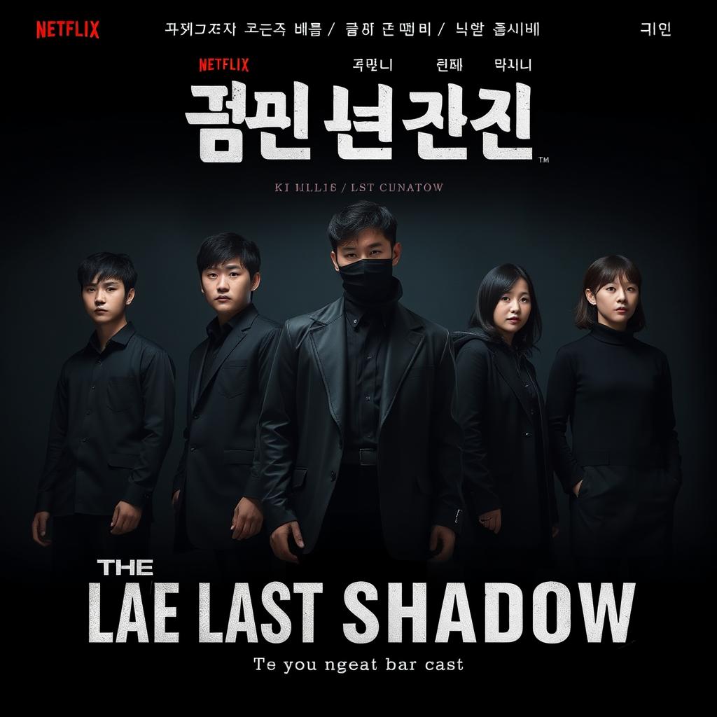 A dark and mysterious thriller action movie poster featuring six characters