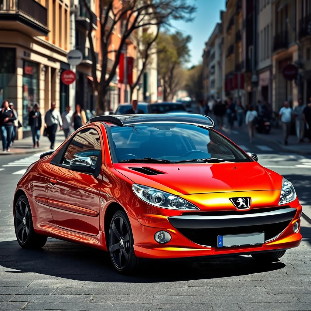 A striking and detailed image of a Peugeot 206, showcasing its sleek design and modern features